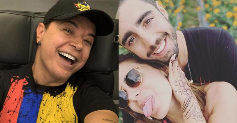 David Brazil segura vela ao lado de Anitta e Pedro Scooby – literalmente!