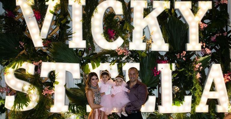 Bella Falconi faz festa de aniversário luxuosa para as filhas