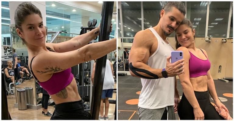 Priscila Fantin malha ao lado do noivo, Bruno Lopes: ”Tá pago”