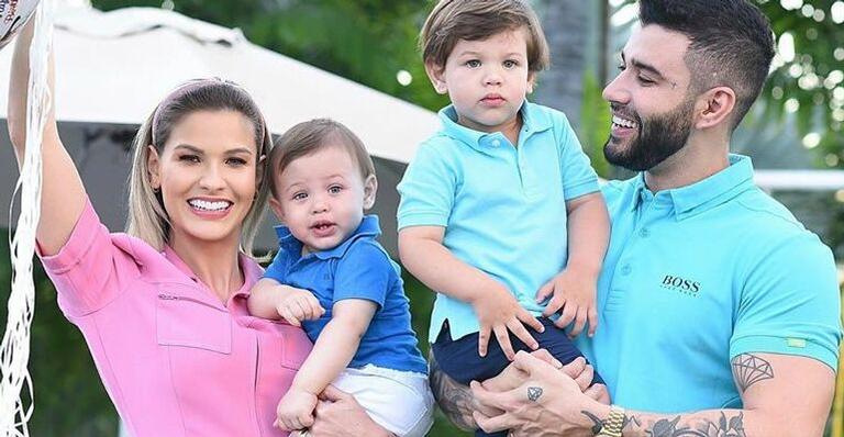 Gusttavo Lima curte o dia de seu aniversário de 30 anos ao lado de Andressa Suita e dos dois filhos