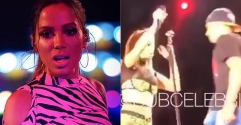 Anitta se assusta e sai correndo após homem invadir o palco de maneira grosseira