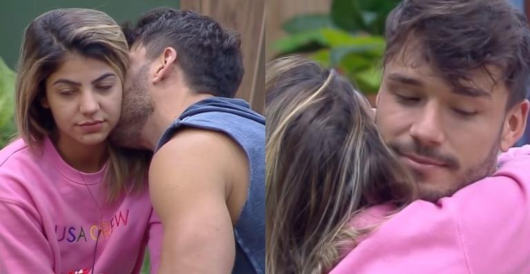 A Fazenda: Hariany Almeida dá espiadinha indiscreta na bermuda do namorado Lucas Viana