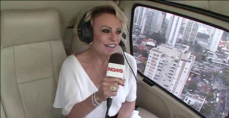 Ana Maria Braga chega de helicóptero e chora ao celebrar 20 anos de ”Mais Você”
