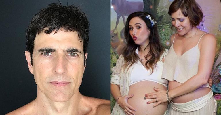 Reynaldo Gianecchini posa com as grávidas Leticia Colin e Tatá Werneck e dispara: ”Venham, bebês”