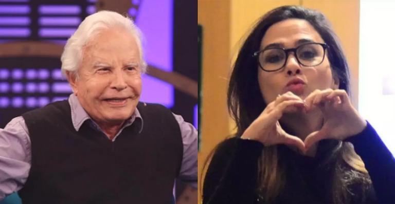 Cid Moreira faz brincadeira com Tatá Werneck: ”Você só é estranha, feia não é”