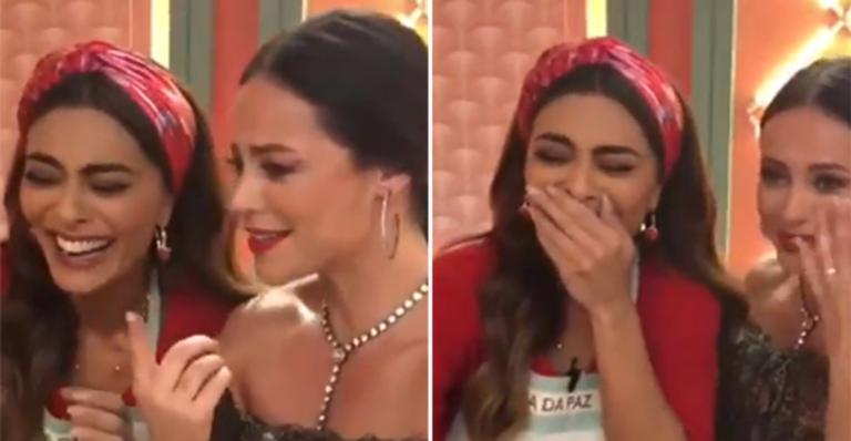 Amigas? Paolla Oliveira e Juliana Paes surgem se divertindo nos bastidores da novela