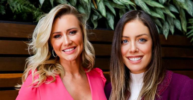 Fabiana Justus leva gêmeas para o trabalho e Ana Paula Siebert se diverte com a visita: ”Eu amei”