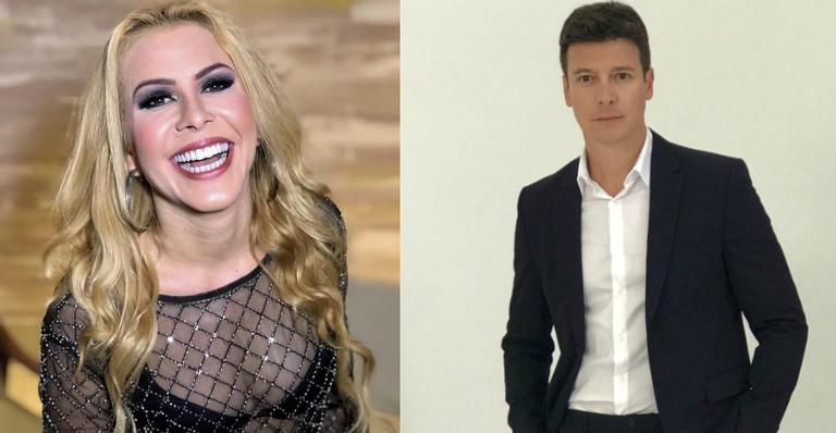 Vestido de Joelma, Rodrigo Faro posa ao lado da artista após participar da gravação de seu show