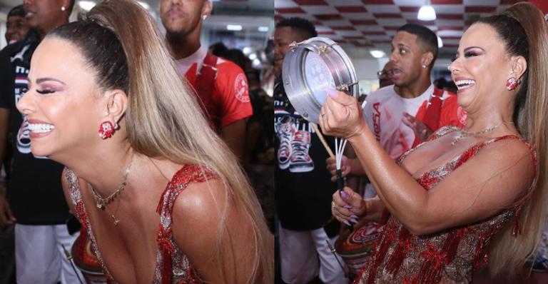 Viviane Araujo surge deslumbrante em ensaio da Salgueiro e fãs se admiram: ”Rainha de verdade”