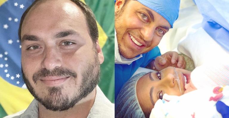 Carlos Bolsonaro usa foto de Thammy com o filho recém-nascido na web e Gretchen se revolta