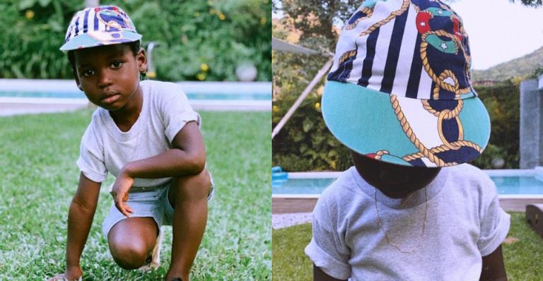Estiloso, Bless surge fazendo pose e Giovanna Ewbank se derrete: ”Meu pequeno príncipe”