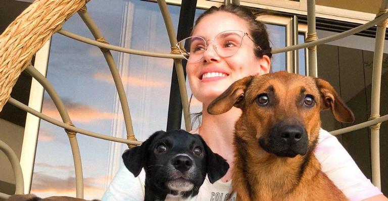 Camila Queiroz se diverte dando banho em suas cachorrinhas: ”Momentos preferidos dessa quarentena”