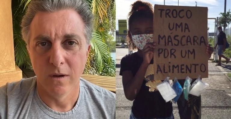 Luciano Huck encontra criança que trocava máscaras por comida e se emociona: ”Muito desumano”