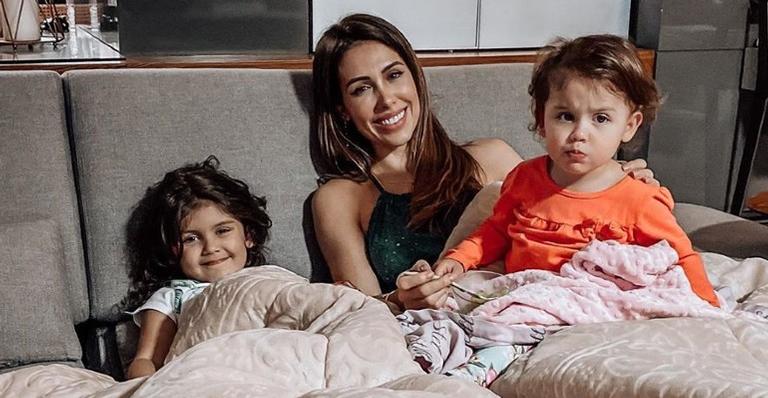 Ainda em quarentena, Bella Falconi leva as filhas para curtir pic nic dentro de seu condomínio