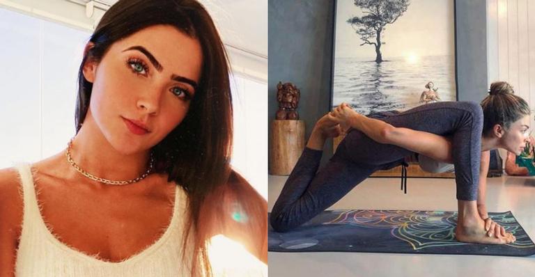 Jade Picon se diverte ao tentar fazer posição de yoga de Grazi Massafera