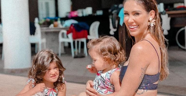 Bella Falconi mostra as filhas usando máscaras de proteção e brinca: ”Juntas na pandemia ou fora”