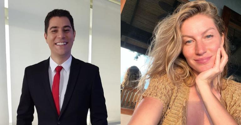 Evaristo Costa parabeniza Gisele Bündchen com montagem divertida: ”Adorei te conhecer”