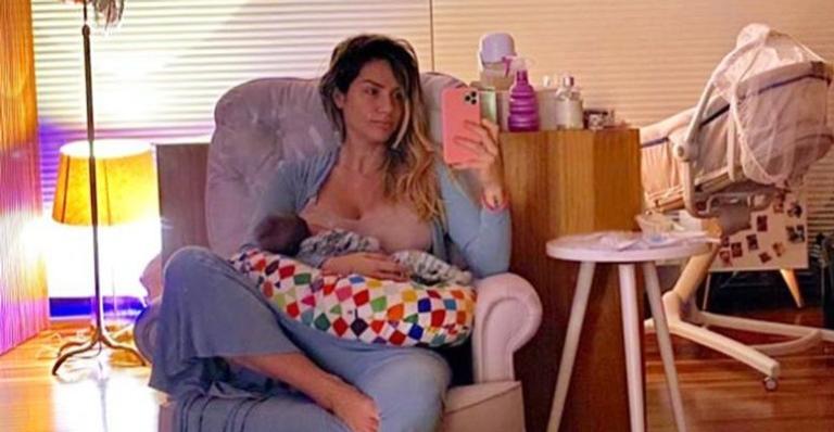 Alguns dias após dar à luz, Giovanna Ewbank comemora ter dormido por 4 horas: ”Coisa pra caramba”