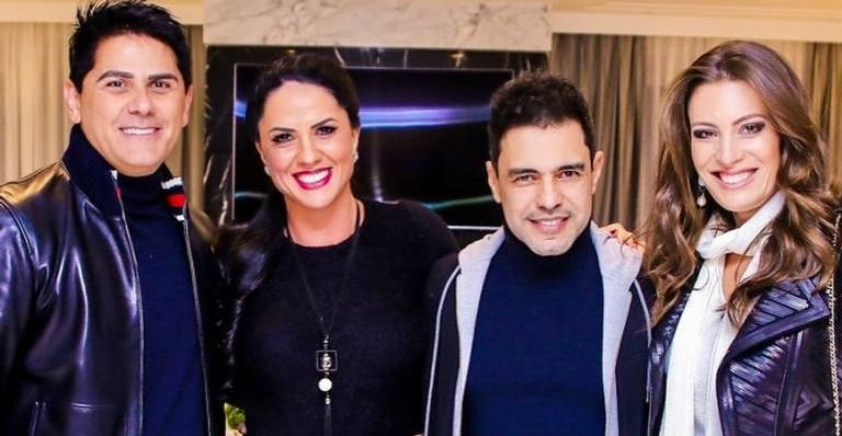 Cesar Filho e Elaine Mickely celebram aniversário de Zezé Di Camargo