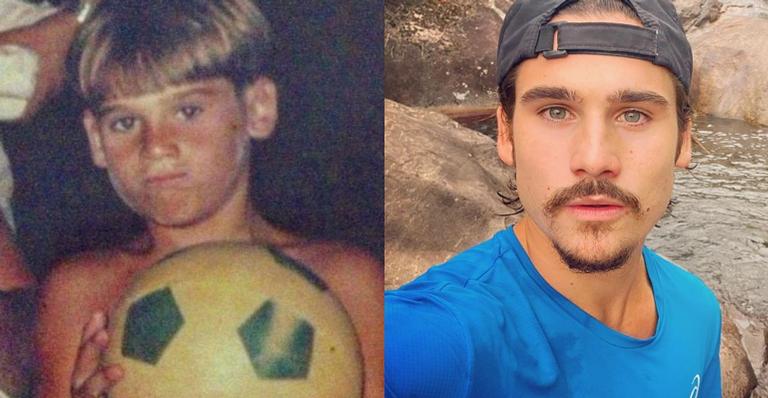 Nicolas Prattes relembra clique da infância, loirinho e brincando com bola: ”De cria”