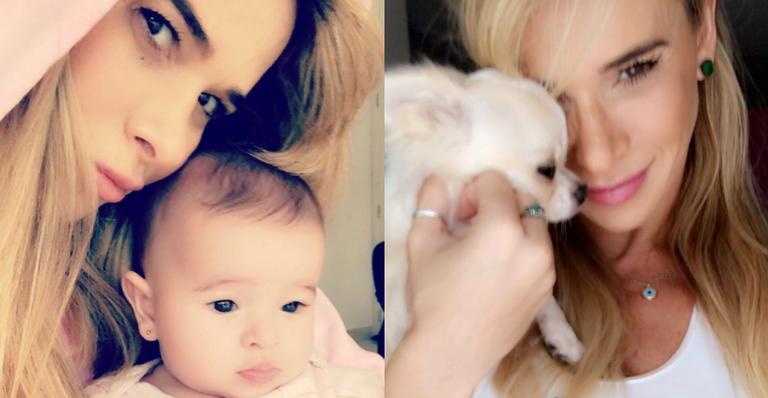 Dany Bananinha explode o fofurômetro com clique da filha, Lara, e cachorrinha