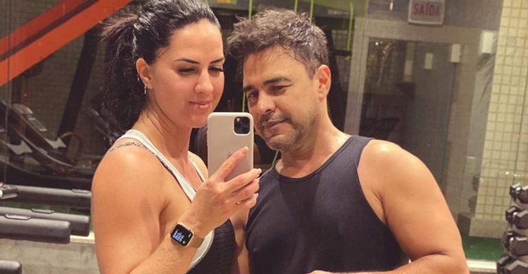 Casal fitness! Zezé Di Camargo e Graciele Lacerda posam na academia: ”E a luta continua”