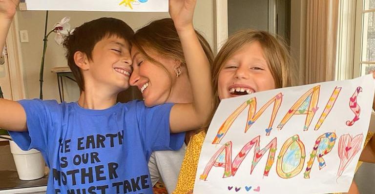 Gisele Bündchen publica lindo clique com os filhos e fala da sua relação com a natureza