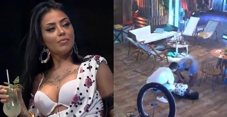 A Fazenda: Após exagerar na bebida, Mirella leva tombo durante festa e é socorrida por peões