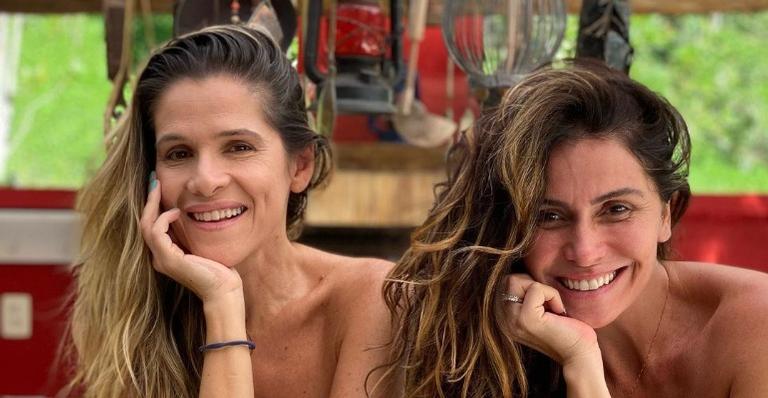 De biquíni, Giovanna Antonelli compartilha clique com Ingrid Guimarães: ”Que dia feliz”