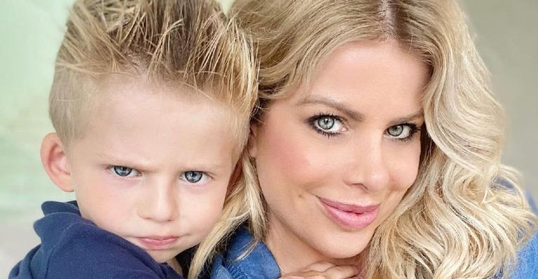 Karina Bacchi explode o fofurômetro ao gravar vídeo de Enrico fazendo caretas