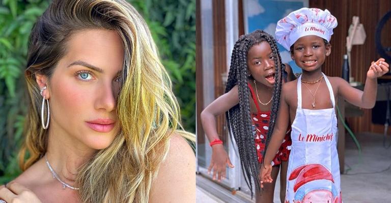 Giovanna Ewbank mostra o filho cozinhando com a ajuda da irmã e brinca: ”Le Cordon Bless”