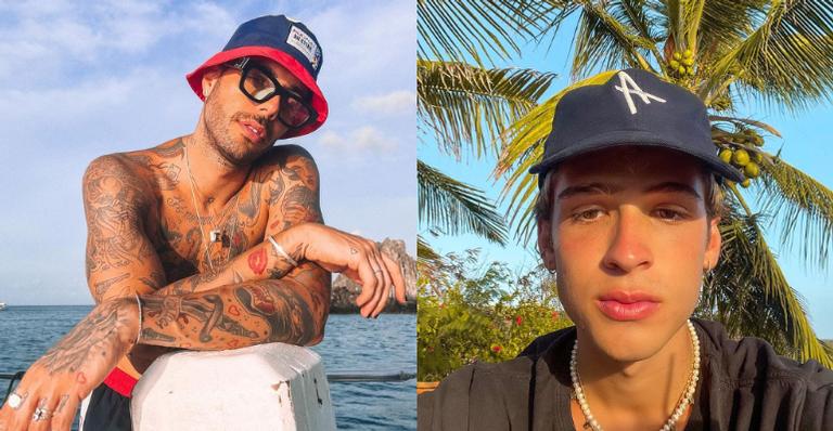 Em Fernando de Noronha, Gui Araújo posa com João Guilherme em passeio de barco