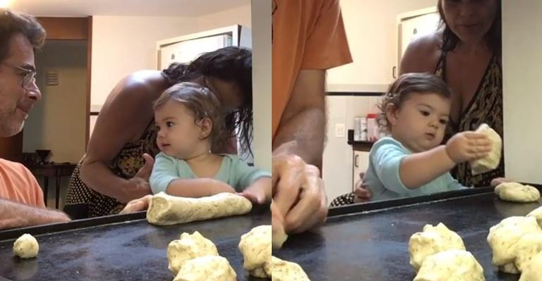 João Vitti faz pão ao lado da neta e posta vídeo encantador: ”Felicidade não cabe em mim”