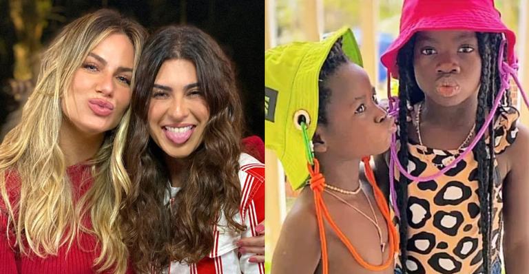Fernanda Paes Leme atualiza Giovanna Ewbank sobre a viagem dos filhos: ”Cumadre boa é isso”