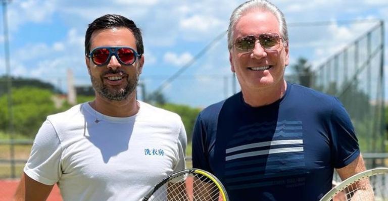 Roberto Justus posta foto com o genro após jogo de tênis: ”Muito disputado”