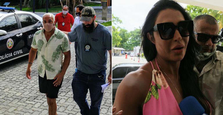 Após prisão, Belo e Gracyanne Barbosa são flagrados chegando na delegacia