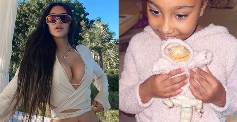 Kim Kardashian agita web ao mostrar o pet da filha: ”Novo membro da família”
