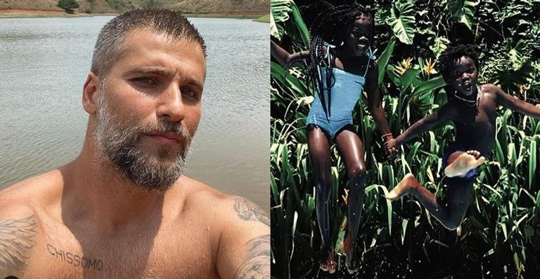 Em dia de TBT, Bruno Gagliasso recorda cliques encantadores dos filhos na piscina