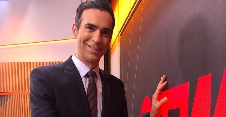 Cesar Tralli mostra reação da filha ao vê-lo na TV e se derrete: ”Haja coração para essa fã mirim”