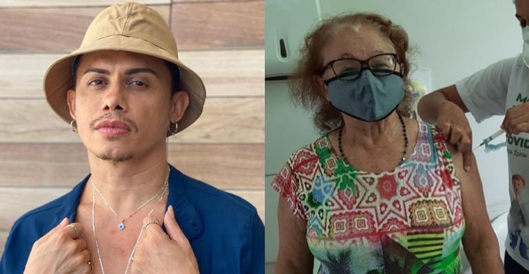 Mãe de Silvero Pereira toma segunda dose da vacina e ator comemora: ”Agradecer à Deus”