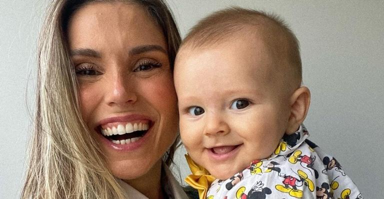 Flávia Viana comemora sete meses do filho, Gabriel: ”O sorriso que ilumina nossos dias”
