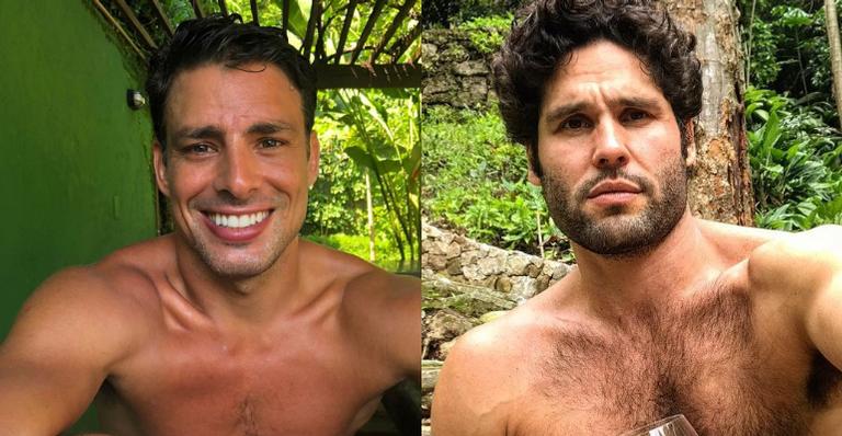 No ofurô, Cauã Reymond surge descamisado com Dudu Azevedo e web vai à loucura