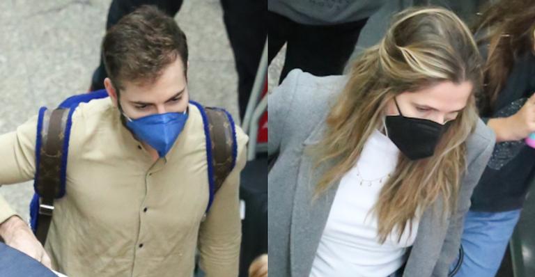 Após missa de Paulo Gustavo, Thales Bretas e Ingrid Guimarães desembarcam em São Paulo