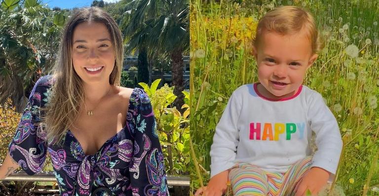 Carol Dantas derrete o coração dos internautas ao postar clique de Valentin com uma flor