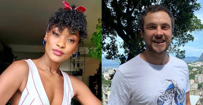 Erika Januza surge ao lado de Sérdio Guizé no camarim da TV Globo: ”Em ação!”