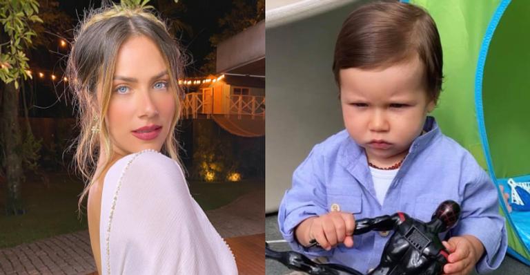 Giovanna Ewbank registra Zyan com cara de bravo e se diverte