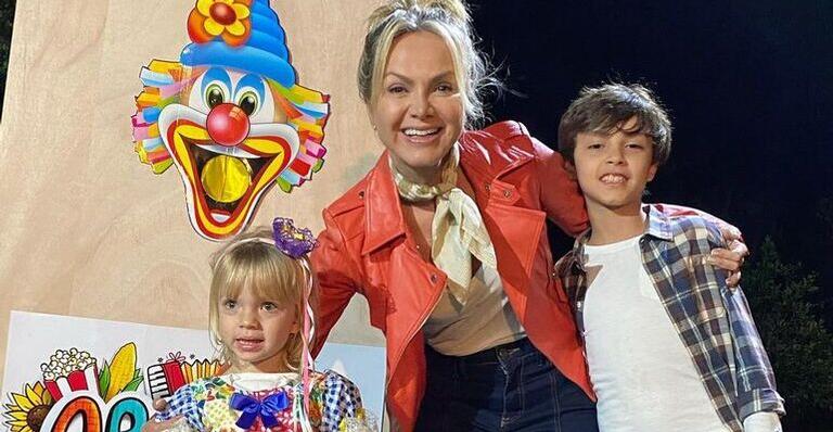 Com os filhos, Eliana curte festa junina caseira e encanta ao mostrar momento: ”Foi só entre nós”