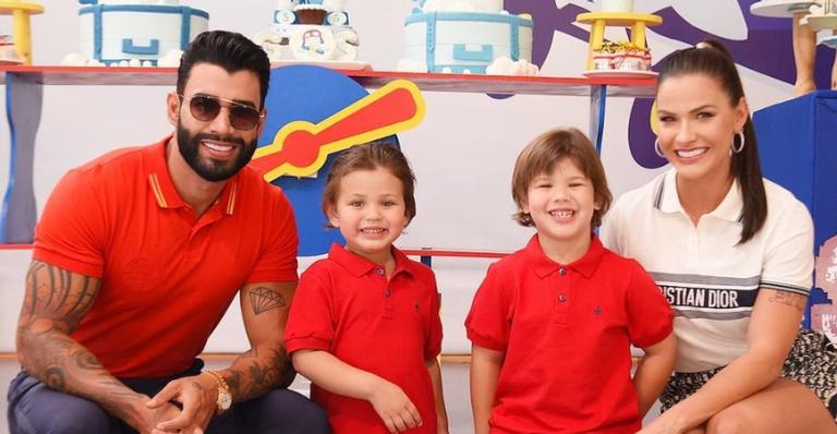 Gusttavo Lima abre álbum de foto da festa de aniversário dos filhos: ”Felicidades meus lindos”