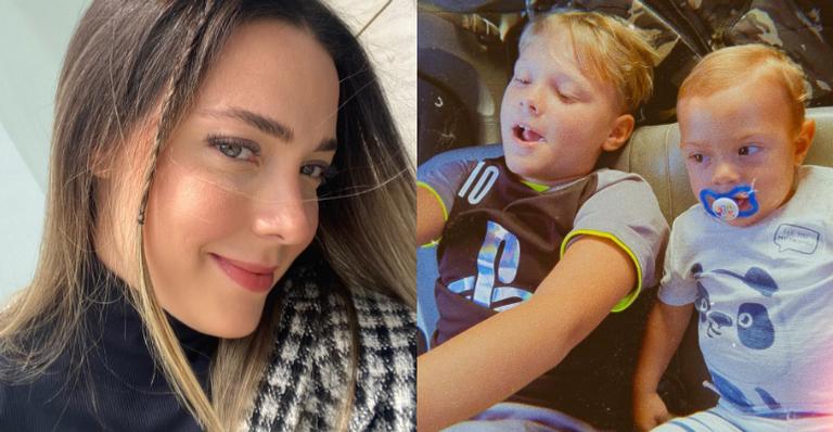 Carol Dantas se declara aos filhos, Davi Lucca e Valentin: ”Adoro aprender com eles”