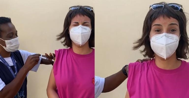 Andréia Horta é vacinada contra Covid-19 e brinca com pavor de agulha: ”Queria ser mais madura”